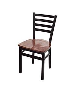 Oak Street Ladderback Dining Chair with Wood Seat | Black Metal Frame | Choose Finish
