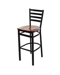 Metal Ladder Back Commercial Bar Stool with Wood Seat