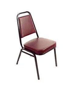 Oak Street Wine Vinyl Stackable Banquet Chair w/ Padded Seat | Tapered Square Back