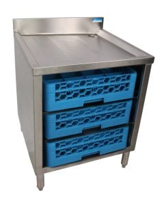 Underbar Glass Rack Storage Cabinet w/ Drainboard Top w/ Legs With Rack Slides