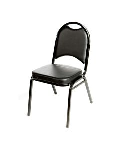 Oak Street Black Vinyl Stackable Banquet Chair w/ Padded Seat | Rounded Back