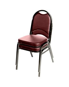 Oak Street Wine Vinyl Stackable Banquet Chair w/ Padded Seat | Rounded Back