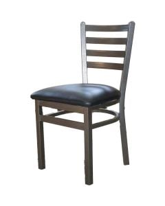 Oak Street Ladderback Restaurant Dining Chair, Silver Vein Metal Frame | Choose Vinyl or Wood Seat