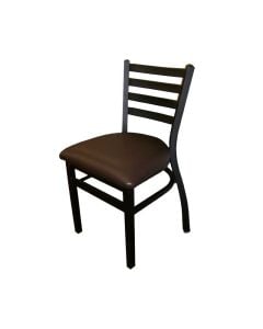 Outdoor Stackable Ladderback Dining Chair | Black Vinyl Seat