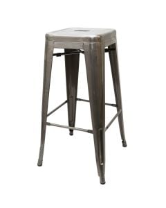 Clear Coat Stamped Steel Stackable Backless Barstool