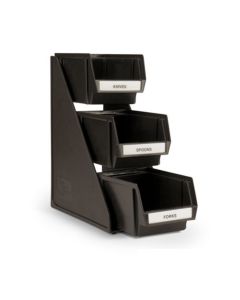 Vollrath Three-Tier Self-Serve Dispenser System Set with 8" Bins Black