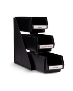 Vollrath Three-Tier Self-Serve Dispenser System Set with 11-1/4" Bins Black