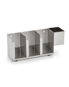 Vollrath Horizontal Lid Organizer with Three Adjustable Lid Compartments and Straw Holder