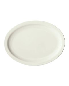 Winco BPO-13NR-AW Birkhall Platter 13"W X 10-1/8"D X 1-1/8"H Oval Narrow Rim American White 1 Dozen