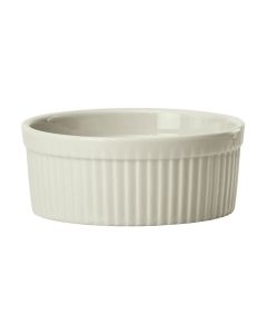Winco FRR-8-AW 8 oz Ramekin / Sauce Cup 4"W X 1-1/2"H Fluted American White 3 Dozen
