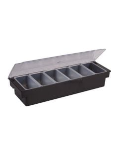 6 Compartment Condiment Holder & Bar Garnish Tray with Lid