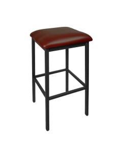BFM Seating Backless Barstool W/ Sand Black Finish and Padded Seat