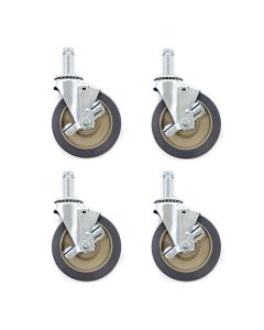 Set of 4 Stem Casters for Mobile Shelving | High Modulus Rubber