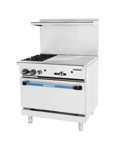 Turbo Air TARG-24G2B Radiance 36" Gas Range 24" Left Griddle 2 Open Burners & Standard Oven
