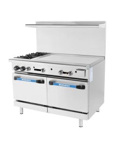 Turbo Air TARG-36G2B Radiance 48" Gas Range 36" Left Griddle 2 Open Burners & Double Standard Ovens