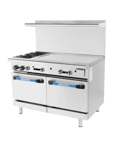 Turbo Air TARG-2B48G Radiance 60" Gas Range 2 Open Burners 48" Right Griddle & Double Standard Ovens