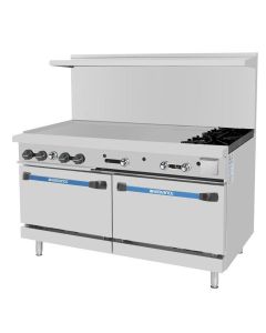 Turbo Air TARG-48G2B Radiance 60" Gas Range 48" Left Griddle 2 Open Burners & Double Standard Ovens