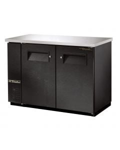 48" True TBB-24-48 back bar refrigerator with 2 solid swing doors in black vinyl exterior finish