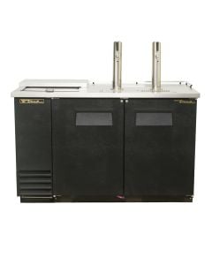 True TDD-2CT 2 Keg Club Top Beer Dispenser, 2 Taps, Black Vinyl sides and front with stainless steel surface and towers. Built tough by True.
