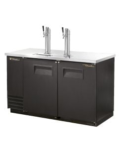 True TDD-2 2 Keg Kegerator Beer Dispenser, 2 Taps, Black Vinyl sides and front with stainless steel surface and towers. Built tough by True.