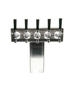 American Beverage Stainless 4 Faucet "T" Beer Tower - Square Base, Glycol Ready