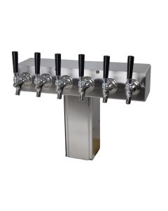 American Beverage Square Base "T" Beer Tower - Stainless Steel (Choose 2-8 Faucets)