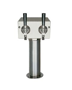 American Beverage 2 Faucet 3" Column "T" Tower | Glycol Ready, Stainless Steel Parts