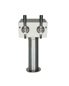 American Beverage 2 Faucet Beer Tower Stainless Steel "T" Style - 3" Column