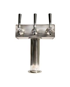 American Beverage 3 Faucet Beer Tower | Stainless "T" Style - 3" Column | Glycol Ready