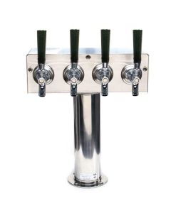 4 Faucet Beer Tower Stainless "T" Style 3" Column