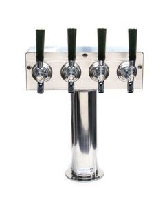 American Beverage 4 Faucet Beer Tower | Stainless "T" Style - 3" Round Base | Glycol Ready