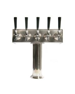 5 Faucet Beer Tower Stainless Steel "T" Style - 3" Column