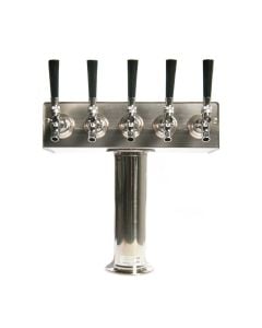 American Beverage 5 Faucet Beer Tower | Stainless "T" Style - 3" Column | Glycol Ready