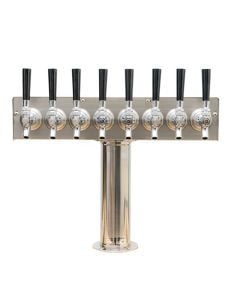 American Beverage 8 Faucet Beer Tower | Stainless "T" Style - 3" Round Base | Glycol Ready