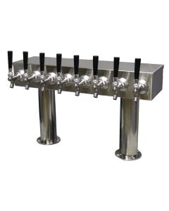 American Beverage 8 Faucet Beer Tower 3" Column, Stainless Steel, Glycol Ready