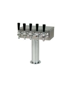 5 Faucet Beer Tower Stainless "T" Style 3" Column