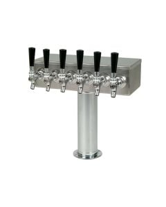 American Beverage 6 Faucet Beer Tower Stainless "T" Style 3" Column | Smooth Finish | Glycol Ready
