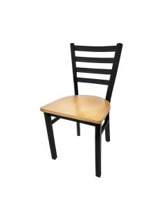 Oak Street Black Metal Ladderback Dining Chair with Wood Seat | Choose Wood Color