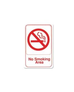 6" x 9" No Smoking Area Adhesive Sign, Red & White   