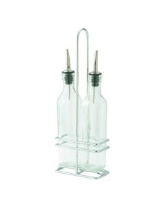 Oil & Vinegar Cruet Bottle Set with Storage Rack