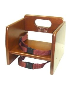 Stackable Booster Seat with Strap | Walnut Finish