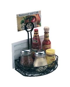 Tabletop Condiment Caddy Rack with Menu Clip Holder