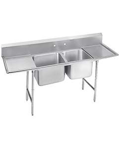 Advance Tabco T9-2-36-18RL-X 2 Compartment Sink |  20" x 16" Bowls, 18" Drainboards