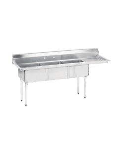 Advance Tabco FE-3-1812-18R-X Commercial 3 Compartment Sink, 18" Right Drainboard