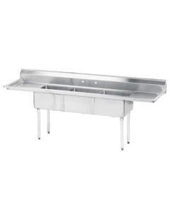 Advance Tabco FE-3-1014-15RL-X Commercial Three Compartment Sink, 2 Drainboards