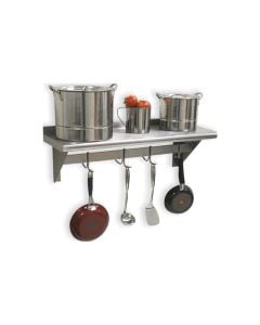 Advance Tabco 48" Stainless Steel Kitchen Wall Shelf with Pot Rack, Pots and utensils sold separately