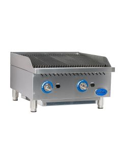 Globe GCB24G-SR 24" Stainless Steel Radiant 2-Burner Gas Charbroiler | Natural Gas