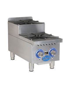 Globe GHPSU212G 12" 2-Burner Step-Up Gas Hot Plate | Natural Gas