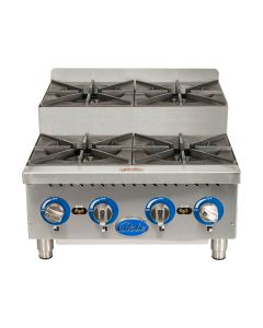 Globe GHPSU424G 24" 4-Burner Step-Up Gas Hot Plate | Natural Gas