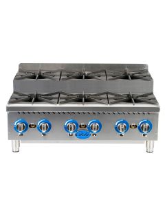 Globe GHPSU636G 36" 6-Burner Step-Up Gas Hot Plate | Natural Gas